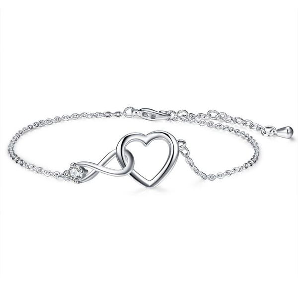 

infinity heart charm bracelets for women girls zircon infinite love bracelet fashion jewelry, Golden;silver