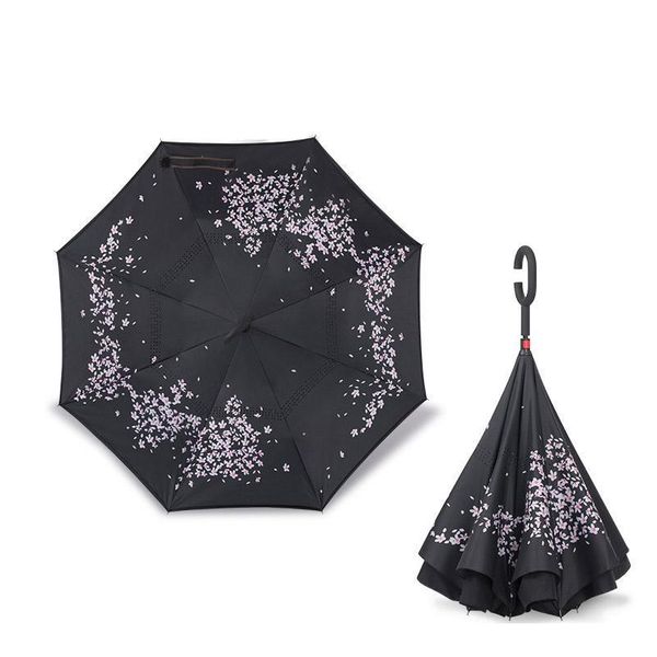 

2018 folding long shank double layer inverted umbrella windproof reverse c-hook male golf umbrella reverse umbrellas f jllzuy