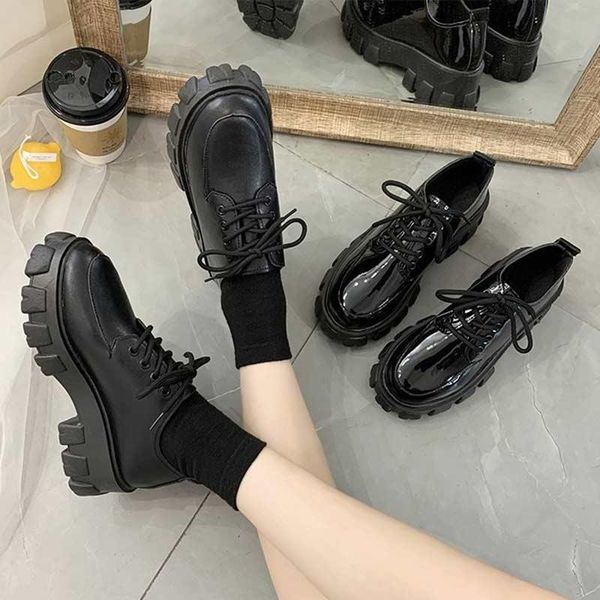 

dress shoes fashion autumn loafers boots women platform thinken heel chunky sneakers black punk height increasing
