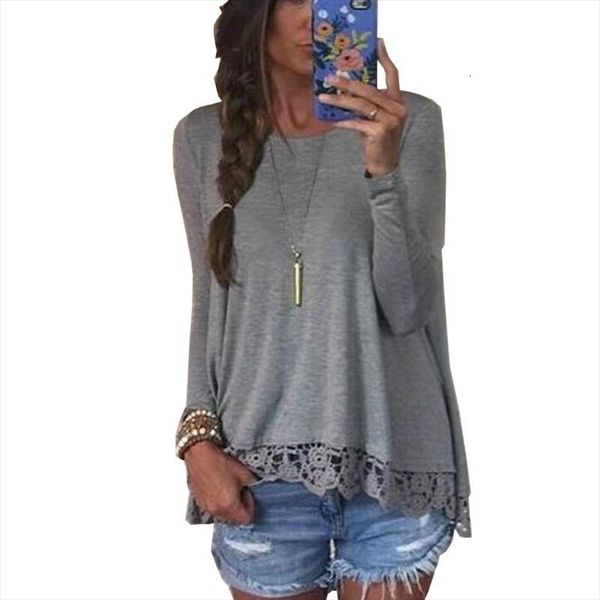 

autumn lace plus size womens blouses fashion long sleeve casual, White
