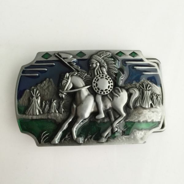 

retail new style 3d horse indian men belt buckle with 85*55mm metal cowboy belts accessories, Slivery;black