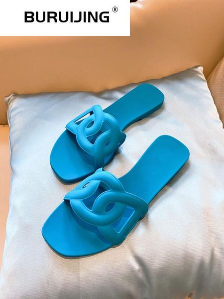 

slippers 2021 women summer wear flat jelly vacation cool beach outdoor, Black