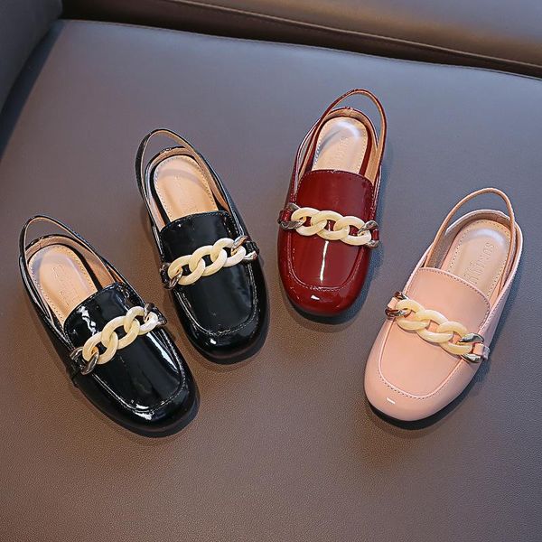 

sandals summer girl slip-on pu leather kids casual shoes for fashion children slippers baby korean, Black;red