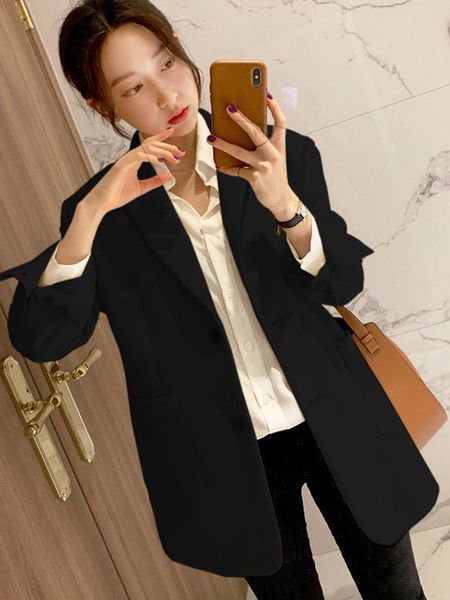 

women's suits & blazers suit coat 2021 spring and autumn korean casual slim loose medium length versatile, White;black