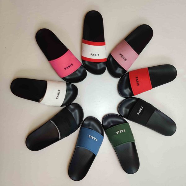 

2021 fashion comfortable summer mens women sandals slippers flat beach shoes designer classic woman with box size 36-45, Black