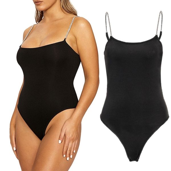 

summer new women's chain sling tight backless bodysuit, Black;red