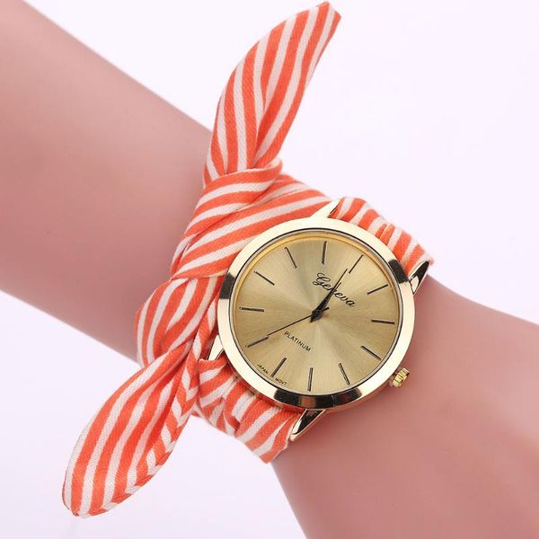 

wristwatches 2021 watches women stripe floral cloth quartz dial bracelet wristwatch watch wine red clock relojes para mujer q, Slivery;brown