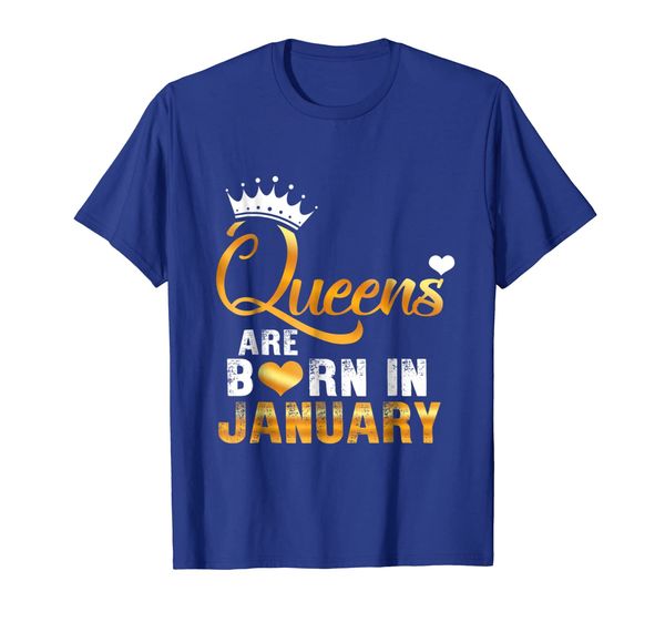 

queens are born in january t-shirt women's birthday tee, White;black