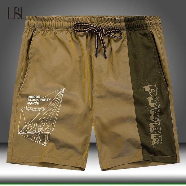 

men's shorts summer 2021 casual fitness sports beach breathable male printing jogging drawstring bottom, White;black
