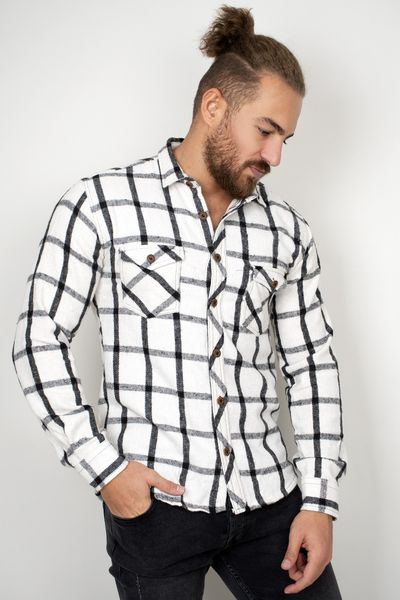 

pockets long lumberjack shirt 2101215 c522, White;black