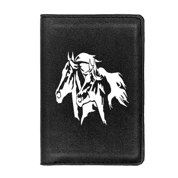 

card holders classic fashion horse head printing leather passport case, Brown;gray