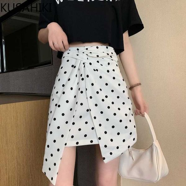 

irregular dot women skirt spring summer lace up high waist skirts causal a-line mini faldas mujer 6f700 210603, Black