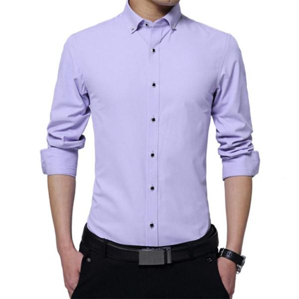 

men's casual shirts men shirt solid color single-breasted turn-down collar slim business for work, White;black