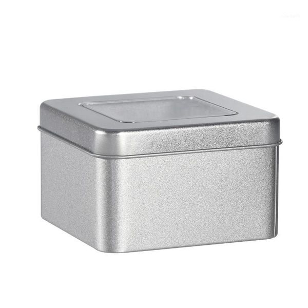 

storage bottles & jars matte clear square empty tin for store spices candies tea gift giving silver