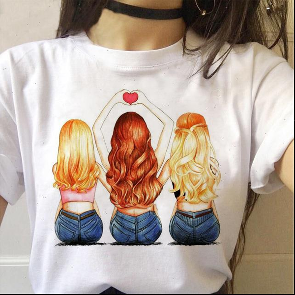 

friend print t shirt summer ladies short sleeve white tee cute girl short sleeve drop shipping