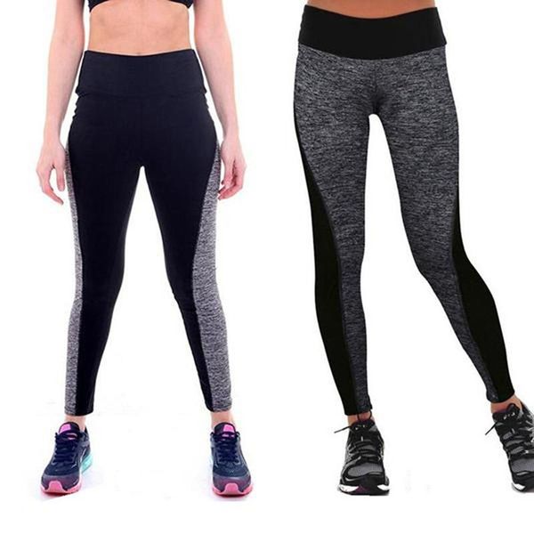 

women's casual workout leggings fitness sports running yoga athletic pants high waist patchwork seamless gym leggings, White;red