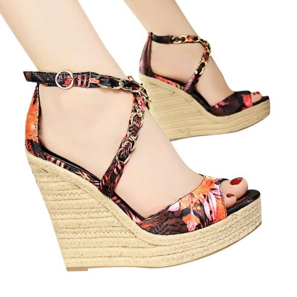 

dress shoes gladiator sandals women casual summer rome high heel flower wedges fish mouth cross ankle strap, Black