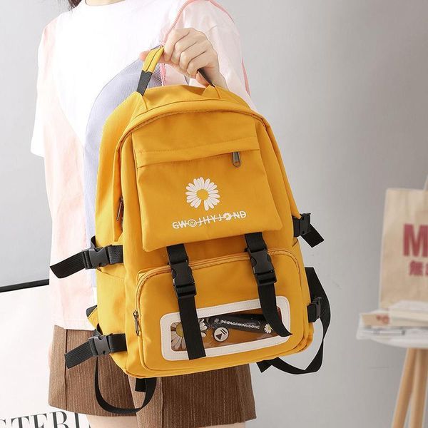 

waterproof school for teenage girls bag cute flowers backpack women black oxford bookbags student schoolbag transparent pouch