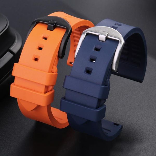 

watch bands premium-grade fluorine rubber strap 20mm 22mm 24mm bracelet quick release bar watchband for each brand, Black;brown