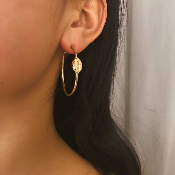 

jewelry temperament lady shanghai semicircle simple national style alloy shell earrings, Silver