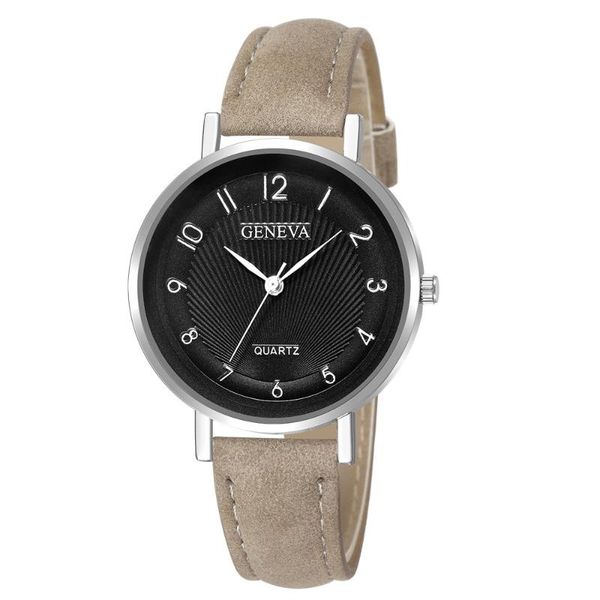 

wristwatches montre women watches geneva small thin leather quartz analog wrist watch ladies bracelet relogio feminino *a, Slivery;brown