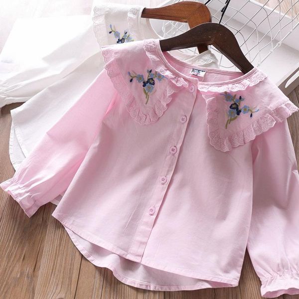 

spring 2020 embroidery lapel girl shirt wholesale children's clothing1, White;black