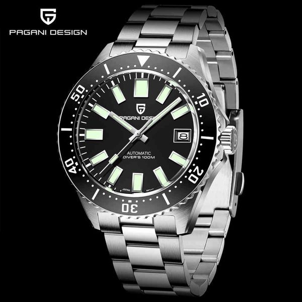 

watch pagani design brand stainless steel material blue crystal fashion es sports and leisure waterproof mechanical, Slivery;brown