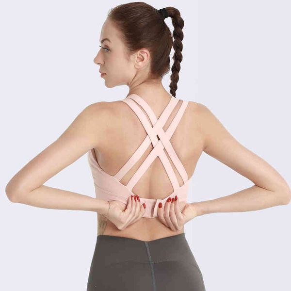 

f.dyraa yoga bra woman high impact sports cross-back gym workout running push-up crop quick dry stretchy fitness