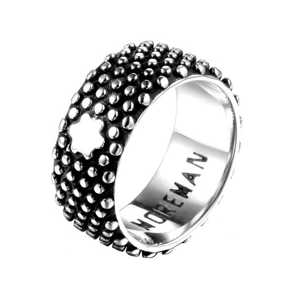 

delicate ring men's titanium steel trendy domineering stainless six star, Silver