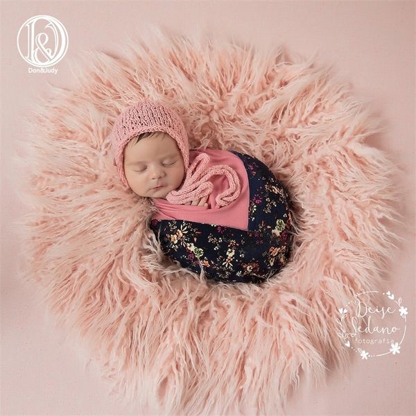 DonJudy Runde 60 cm Neugeborene Decke Kunstpelz Teppich Decken Fotografie Hintergrund Baby Fotoshooting Für Studio 210309