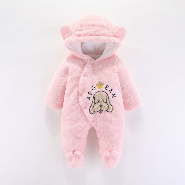 

autumn winter new baby thick velvet hooded rompers for baby jumpsuit newborn baby boys clothes cartoon overalls 0-12 month 210226, Blue