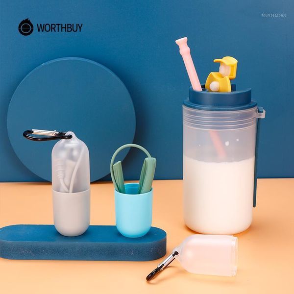 

drinking straws worthbuy straw portable silicone set for drinks reusable drinkware with cleaner brush party bar accessories1