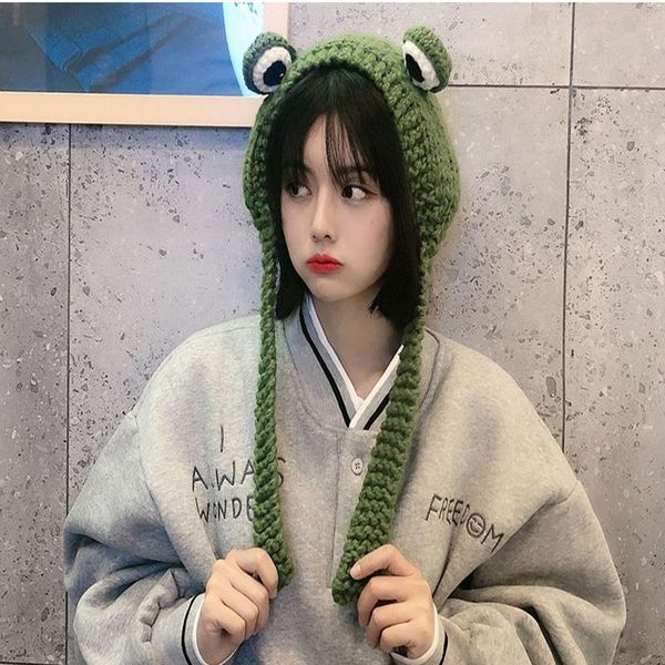

party hats big eyes frog hat beanies knitted winter solid hip-hop cap costume accessory gifts warm interesting bonnet for funny
