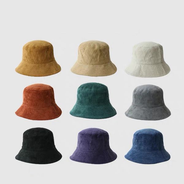 

factory wholesale 50% off ren rui solid corduroy fisherman's hat for men and women lovers versatile basin han feng ins street sun tide, Blue;gray