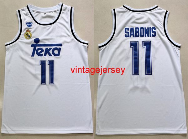 

spains league white #11 arvydas sabonis basketball jersey men's stitched custom any number name jerseys, Black