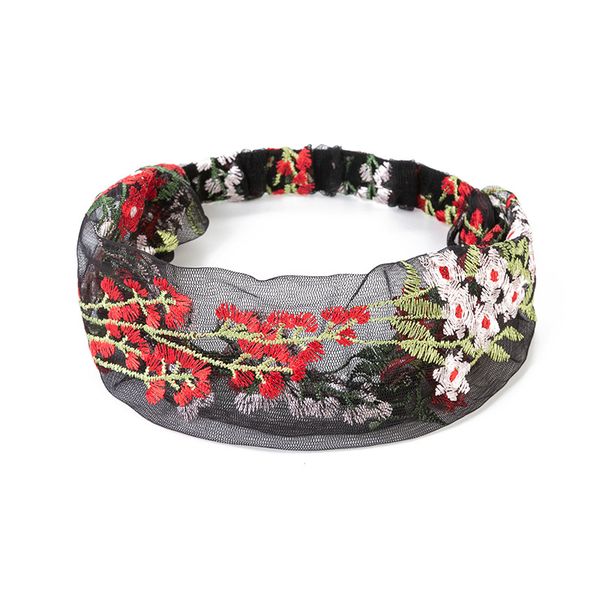 

embroidered headbands lace mesh hairband women fashion retro wide-brim elastic quick-drying hair accessories simple yoga sports running head, Silver