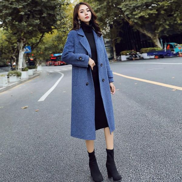 

women's wool & blends 2021 spring and autumn high-end woolen coat fashion slim thick long-sleeved winter, Black