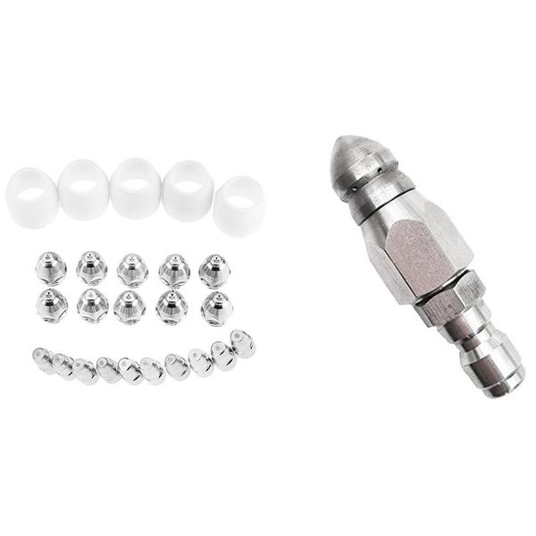 

1x pressure washer sewer jetter nozzle & 25x cut80 lg80 80a plasma cutter p80 machine porcelain cup electrode tip