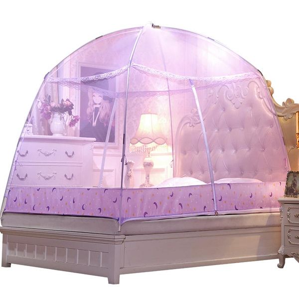 

mosquito net romantic purple dome double door polyester fabric bed netting canopy folding tent