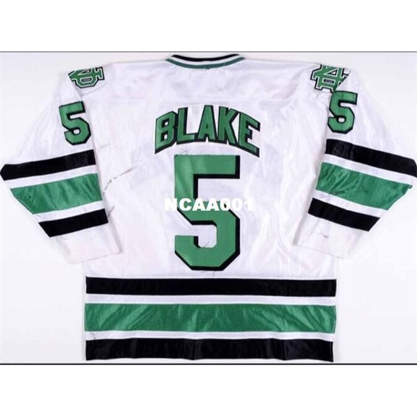 

real 001 real full embroidery 1997-99 jason blake university of north dakota game worn hockey jersey or custom any name or number jersey, Black