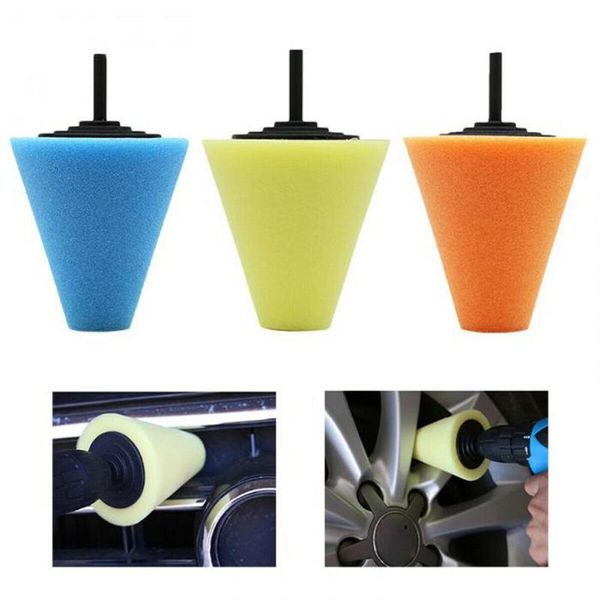 Produtos de cuidado 5 pçs / set Sponge Steel Anel Polimento Porta Punho Pequeno Área Capered Carro Mini Máquina Acessório Auto