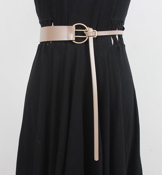 

belts women's runway fashion genuine leather cummerbunds female dress coat corsets waistband decoration narrow belt r3521, Black;brown