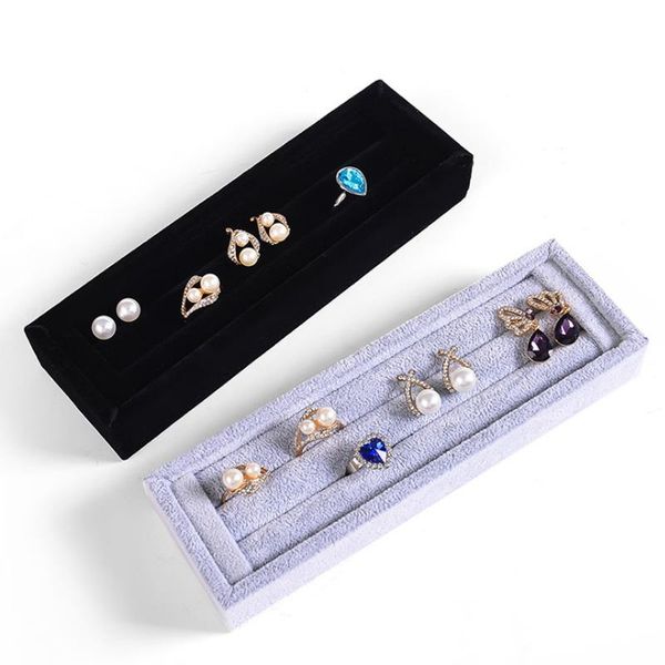 

storage boxes & bins black/white jewelry display tray organizer ring velvet earring holder rack