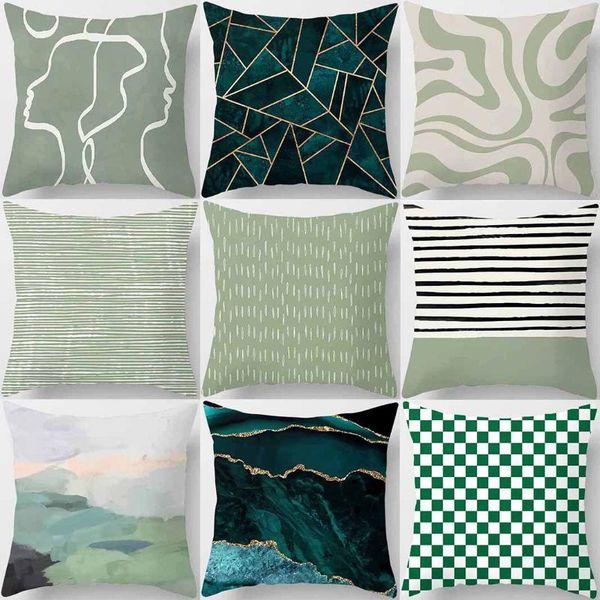 

pillow case green-tone printed square pillowcase, home decoration, car sofa cushion cover