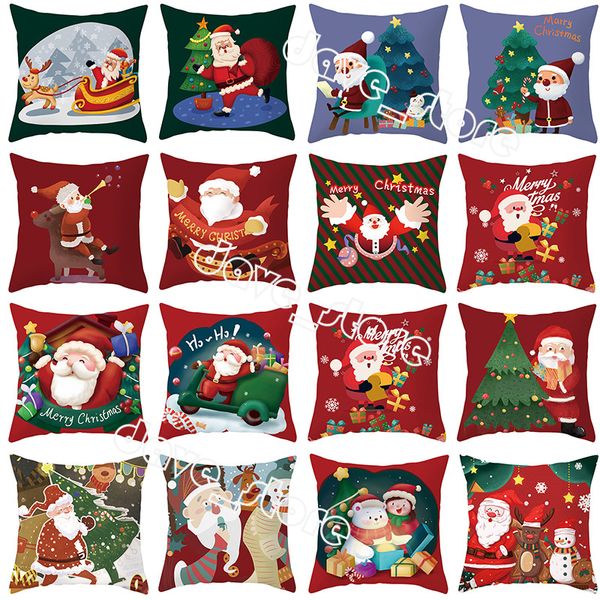 Federa per cuscino natalizia Federa per stampa di cartoni animati Ornamenti per decorazioni per la casa per feste di moda 45 * 45 cm