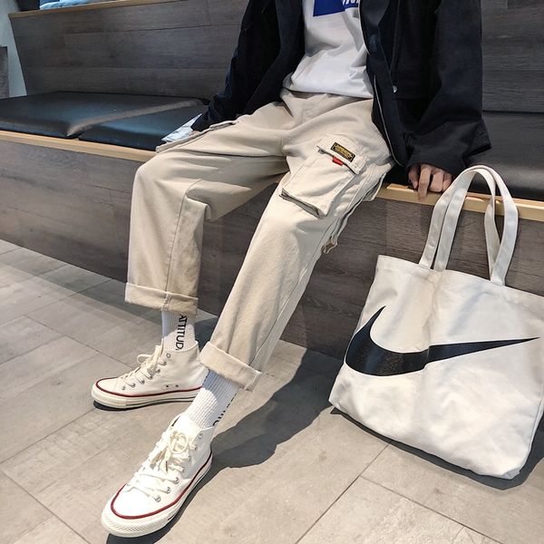 

2021 new men's leisure cotton casual pants male trousers active elastic harem hip hop black/khaki color joggers sweatpants s-2xl rfo0