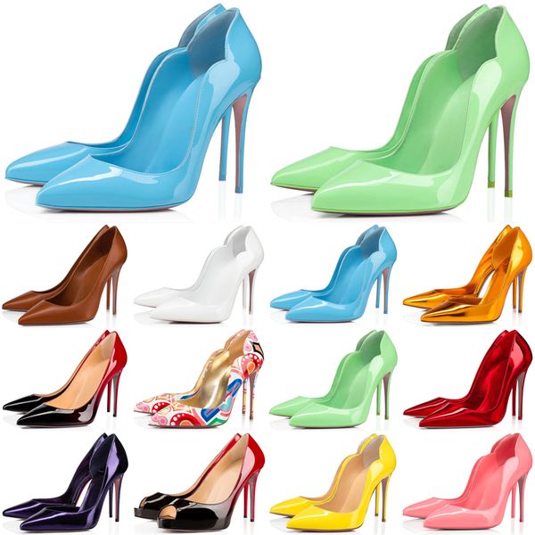 

red bottoms heels women luxury designer dress shoes high glitter rivets triple black nude pink white patent leather suede fashion party shoe