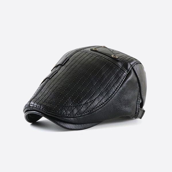 

berets [kagynap] retro summer hat men casual designer visors herringbone cap leather duckbill flat caps painter, Blue;gray