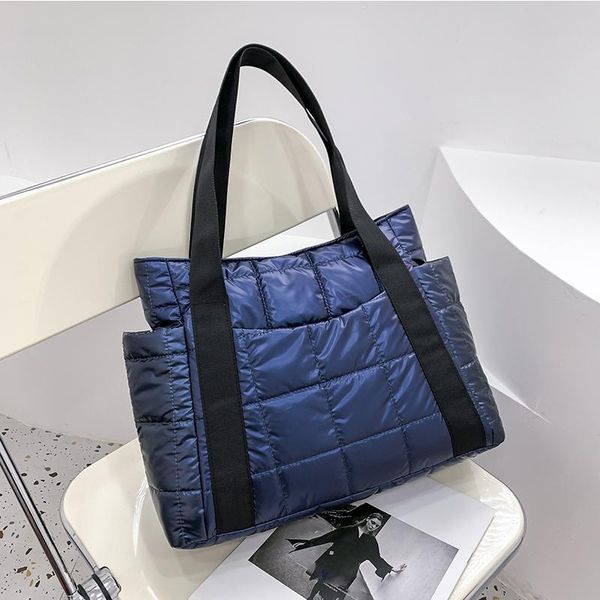 

evening bags autumn winter space cotton shoulder bag for women large capacity tote shopping down handbag luxury lady handle