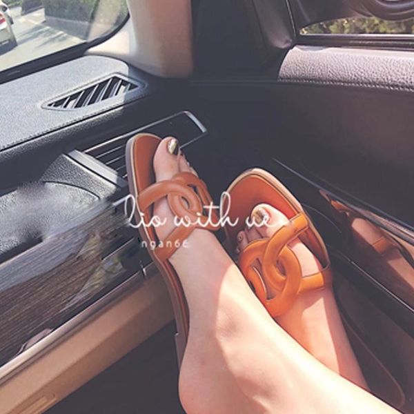 

slippers vallu women summer wear 2021 flat-bottom net red fashion leather vacation cool water bath outdoor, Black